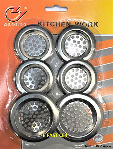 6 Pack Stainless Steel Sink Strainer, Standard Strainer Drain Protector from Clog Sink Strainer for Kitchen and Bathroom Hair Stopper for Bathtub