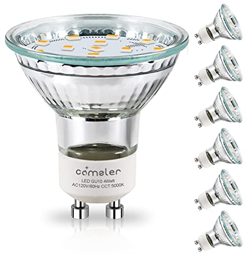 comzler GU10 LED Bulbs, GU10 Light Bulb for Kitchen 5000K Daylight White, LED Bulb Replacement Recessed Track Lighting, 50W Halogen Equivalent,4W 400LM CRI 85+,120°, ETL, Non-dimmable, 6 Pack