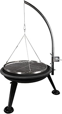 Griglia girevole Barbecue a carbonella Braciere Barbecue Barbecue Acciaio legato Acciaio inossidabile nero/argento (L x A x P) ca. 70 x 120 x 70 cm Griglia Ø 64,5 cm