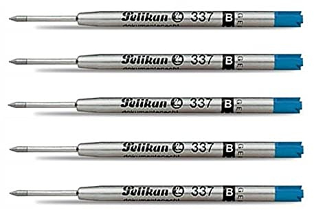 Pelikan Kugelschreiberminen, hohe Kapazität, für Kugelschreiber 337, breite Spitze, B, Blau, 5 Stück