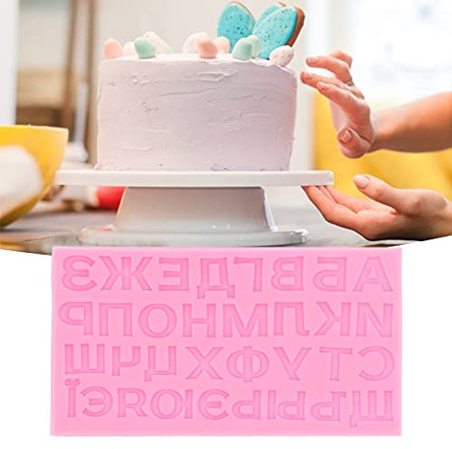 Silikon 3D Gießform Buchstaben, Buchstaben Schokolade Kuchenform, russische Buchstaben Form, Silikonform Kuchenform Eiswürfelform, DIY Backform für Bäckerei zu Hause(Rosa)