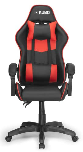 KUBO Silla Gamer - Ergonómica - Reposacabezas - Elevación Gas Nivel 4 - Máximo Confort - Color: Rojo -Peso Máximo de hasta 130 kg