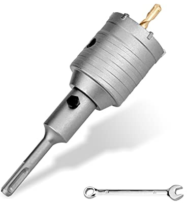 Bohrkrone 60mm SDS Plus set,M22 Gewinde SDS plus Adapter 120mm und Zentrierbohrer 8x110mm,Wandlochsägebohrer für Mauerwerk Natursteine Sandsteine Kunststeine Beton Marmor(60mm)
