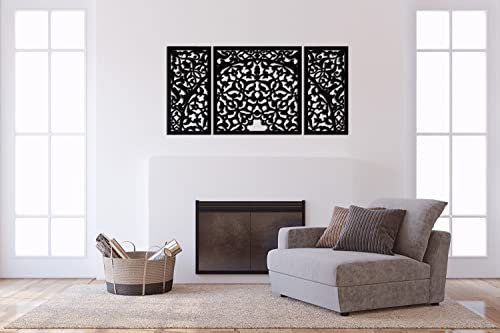 Deko Azurblau Triptychon Marocco Orientalischer Stil 3D Wanddeko Ornament 70x140cm Schwarz