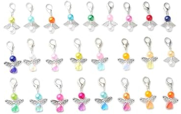 YIEUR 50 Stück Schutzengel Anhänger bunte, klein Schutzengel Gastgeschenke Hochzeit Taufe, 4cm Schutzengel Anhänger Perlenengel Konfirmation Geburtstag Handmade Geschenk für Gäste(mix)