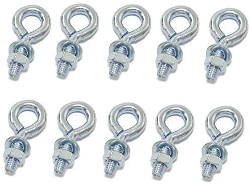 Pro Bamboo Kitchen 10pcs 1/4 x 3/4 Male Thread Machinery Shoulder Lifting Ring Eye Bolt with Nuts, Marine Grade Expansion
