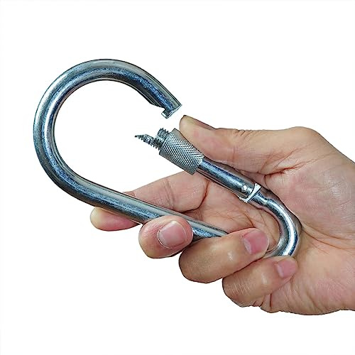 Set med 2 stora karbinhakar med skruvlås, 13 x 160 mm, 600 kg arbetsbelastning för sport och tungt arbete
