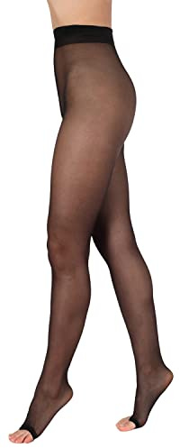 BANANALU Collant senza dita 15 denari, morbidi, trasparenti, punta aperta, schwarz, L