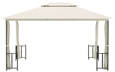 Festnight Pavillon 3x4m wasserabweisend UV Metall Gestell Partyzelt Gartenzelt inklusive Seitenwände Gartenpavillon-Creme-3 x 4 m
