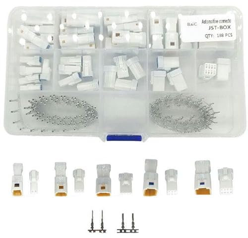 2P 3P 4P 6P 8P 0.6 MM Waterproof Wire Connector Plug Male and Female Socket with Cable Electrical Connectors-JST Box-2 188PCS-1 Set