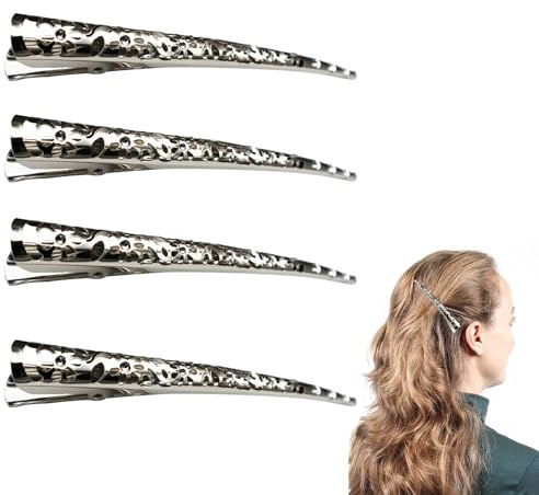 4 Pièces Pinces à Cheveux en Bec de Canard en Métal, Pinces à Bec de Canard Antidérapantes, Pinces à Bec de Canard Durables, Pinces de Coiffure, Pinces de Section Professionnelles, pour Coiffure