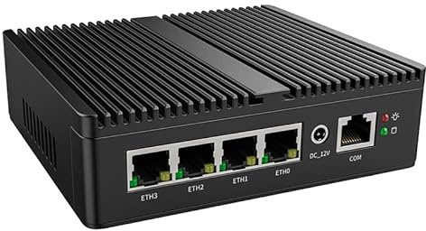 HKUXZR Micro Firewall Appliance, 4 porte Inter i226-V 2.5Gbe LAN, Mini PC Fanless Celeron N100 Quad Core, Supporto AES-NI Barebone Router PC VPN (senza RAM NO SSD)