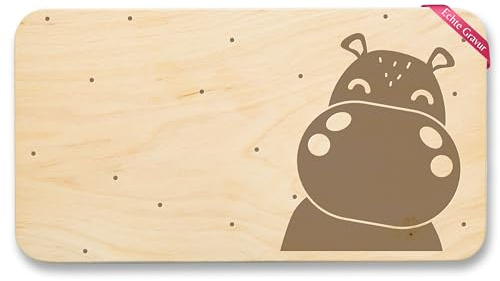 Shirtracer Frühstücksbrettchen Holz - Frühstücksbrett - Nilpferd Flusspferd - 22x12 - Holz - nilpferde