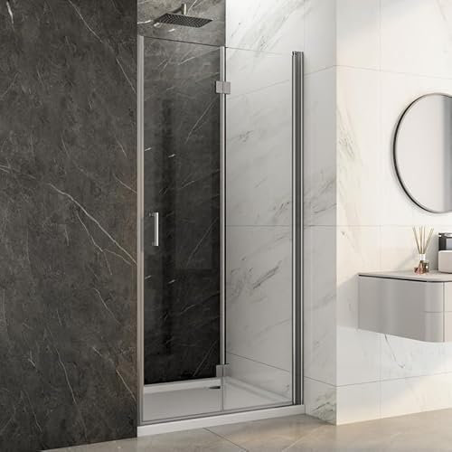 Goezes Dusche in Nische 120x195cm Faltbar Nischentür, Glas Duschkabine in Nische Falttür Duschtür Duschwand aus 6mm ESG Nano Sicherheitsglas, Klares Duschabtrennung Höhe 195cm