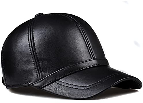 Berretto da Baseball Invernale in Pelle, Berretto con Visiera in Vera Pelle da Uomo, Cappello da Baseball Regolabile con Paraorecchie Cappello Sportivo Casual - Cappello in Pelle da Esterno Unisex, B