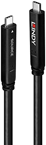 Lindy 8m USB 3.2 Gen 2 & DP 1.4 Type C Hybrid Cable, Fibre Optic, High Speed Data & Video, 10Gbps DP 1.4 Alternate Mode 4K 3840x2160@60Hz PD up to 60W Meeting & Classrooms LFDs Displays Touch Panels