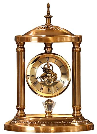LUOYAOB Vintage Kaminuhr Manteluhr, Europäische Retro -Style -Schreibtischuhr, Wohnzimmeruhr Antique Stille Tischuhr for Wohnzimmer, Kamin, Büro, Schreibtisch luxuriöses Geschenk