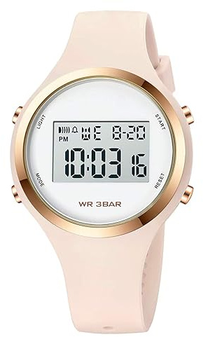 XCZAP Women's Digital Sports Watch, Waterproof LED Backlight Wrist Watch with Alarm Stopwatch, Lightweight Silicone Strap Sport Watch for Girls Teens Women Outdoor Fitness