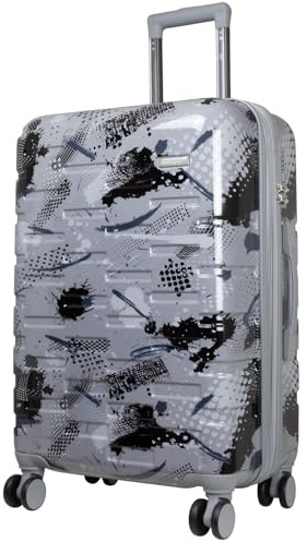 Trendyshop365 Hartschale Koffer mittelgroß Pescara mit Motiv 67cm 4 Rollen Silber