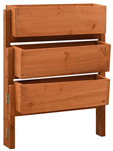 Hochbeet für Garten Veranda, Blumenkasten Pflanzkübel Pflanzkasten Kräuterbeet Anzuchtbeet Pflanzbeet Klappbar Orange 60x14x75 cm Massivholz Tanne