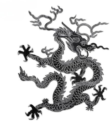 ZENZDS 24 x 20 cm, 2 Stück, großer Drachen-Aufnäher, zum Aufbügeln, bestickte Applikationen, chinesische Aufnäher, Aufnäher, zum Aufnähen, für Bastelarbeiten, Heimwerker, Erwachsene
