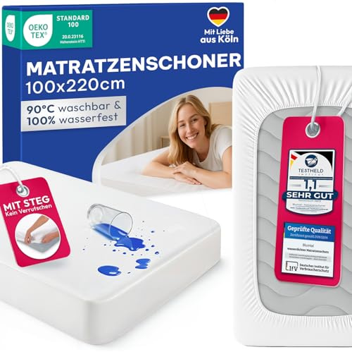 Blumtal® Matratzenschoner - 100x220 cm - Matratzenschutz wasserdicht - Oeko-TEX zertifizierter Matratzenschoner wasserdicht 100x220 - knisterfreier Schoner Matratze - atmungsaktiver Nässeschutz