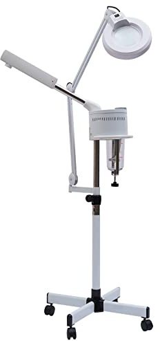 2 in 1 Kombigerät Bedampfer ​Lupenleuchte Lampe 5-fache Vapozon Streamer für Spa Salon und Zuhause Feuchtigkeitsspend und Hautpflege