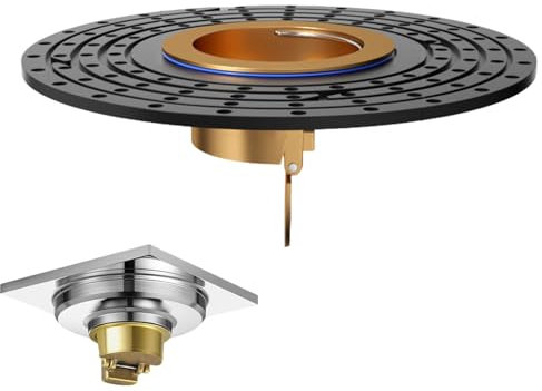 Floor Drain Backflow Preventer - 10x10cm Copper Drain Valve Sewer Core | Anti-Odor Plug for Floor Water Drainage | Backwater Valve with Hair Catcher | Automatic Closing to Prevent Odor & Backflow