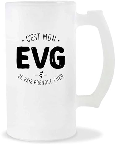 Otshirt Verre à Bière C'est mon EVG | Chope de Bière Pinte | Idée Cadeau EVG Humour Original Enterrement de Vie de Garçon Mari Mariage Drôle Unique