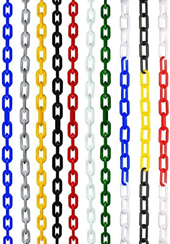 Plastic Signaling Chain, Diameter of 6 mm, Chain Link Fence, for Crowd Control, Traffic, Queuing Line (Red & White,10M)