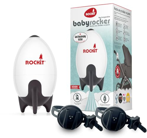 ROCKIT Kinderwagenschaukler SET -Das Original- Einschlafhilfe Baby wiederaufladbar (USB), stufenlos einstellbar & ultraleise mit 60-Min Timer - inkl. 2 Halterungen, schaukelt Kinderwagen & Buggy