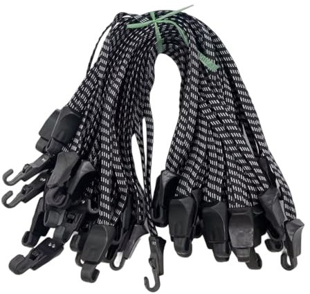 Cinghie Elastica, Corde Elastiche con Gancio,Universale Cavi Elastici con Gancio in Plastica per Moto Valigia Campeggio Camper (A: 4 x 65 cm)