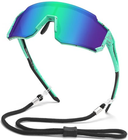 DUCO Lunette de Soleil Enfant Polarisées Sport 8-16 Ans | Verres Polarisés Anti-Éblouissement, Monture Légère, Protection UV400, Unisexe, pour Cyclisme, Course à Pied, Baseball