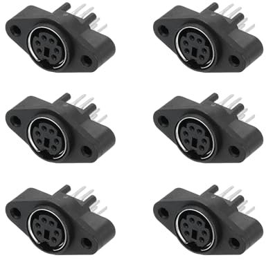 sourcing map 6-Pin S-Video Mini DIN Socket Female Jack Socket Connector Panel Mount Solder Adapter for Audio/Signal Connector,Pack of 12 Black