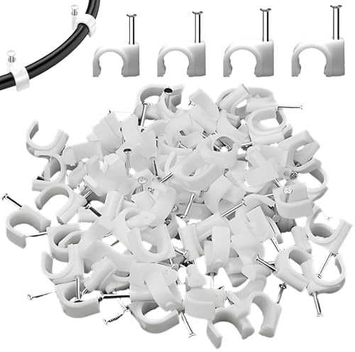 400 stück Kabelschelle Cable Clamp, Kabelhalter Mit Eingestecktem Nagel Halterungen Für Kabel Weiß Größen 4 mm, 6 mm, 8 mm, 10 mm Steckdosenleiste Wandmontage