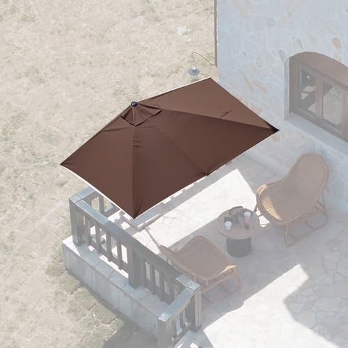 BGBZHMMEE Parasol Mural Parasol Rectangulaire, Parasol De Marché Réglable, Demi Parasol De Balcon Plage, Jardin, Terrasse, Café(Coffee,270x150cm/9x5ft)
