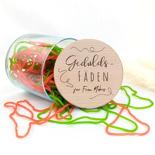 Generisch Geduldsfäden • Vorratsglas mit Deckel • Abschiedsgeschenk für Erzieherin Lehrerin Kollegin • Trainer Geschenk • Danke Geschenk (530 ml)