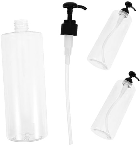 Gogogmee 3PCS Transparent Refillable Press Pump Bottles for Shower Gel and Hand Soap Round Shoulder Subpackaging Containers with Black Pump Heads Portable for Home and Travel Use