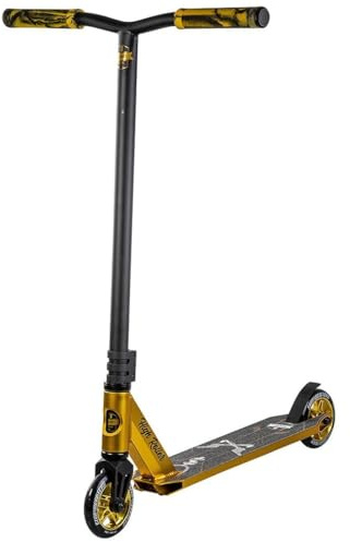 Geschichte Stunt Scooter High Roller | Hochleistungs-ABEC-9 Lager | 360° Lenker für Freestyle | Langlebige 6061 Aluminiumlegierung (Gold)