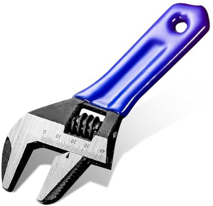 6/150mm Wide Mouth Adjustable Wrench, Jaw Wrench with Anti-Slip Grips, Small Metric Scales Adjustable Spanner Max Opening 20mm Wide Wrenchs, Heavy Duty Tool with Deep Jaws for Home Repair, DIY
