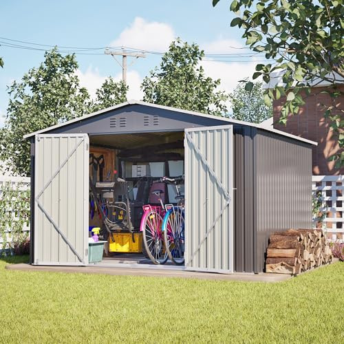 Grande casetta da giardino in metallo 300x252x191 cm, XXXL, con tetto a due falde, per il giardino, capanno, magazzino, deposito sicuro per attrezzi e attrezzature da giardino, resistente alle