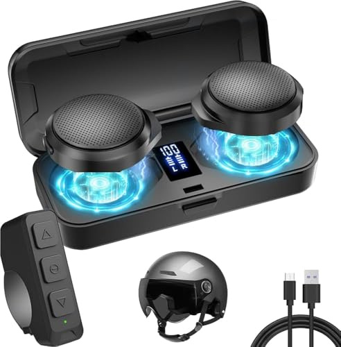 OBEST Casque Bluetooth Moto avec étui de Chargement, Bluetooth5.3 Écouteurs Casque Moto avec Microphones, Batterie de 1900 mAh avec 50 Heures D'autonomie, Casque sans Fil pour Le Ski