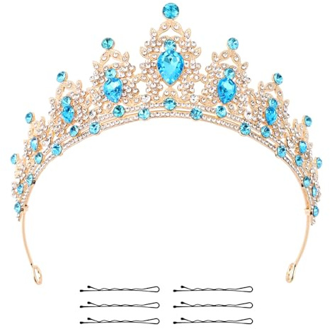 KINBOM Corona de Cristal, Rosa Tiara Cristal Niña Corona Princesa para Niñas Fiesta de Cumpleaños Celebración Disfraz de Vacaciones