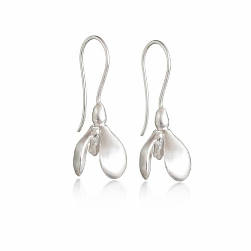Schneeglöckchen Ohrhänger, 925 Silber, matt