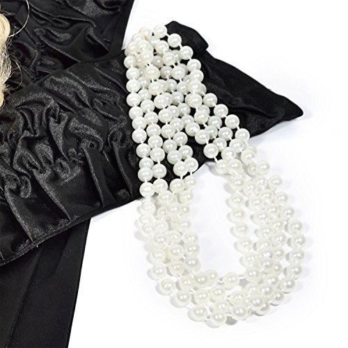 Charleston 20-tals pärlhalsband 180cm långt, Halsband med pärlor vit kedja för Burlesque kostym klänning Outfit Accessoar (pärlhalsband)