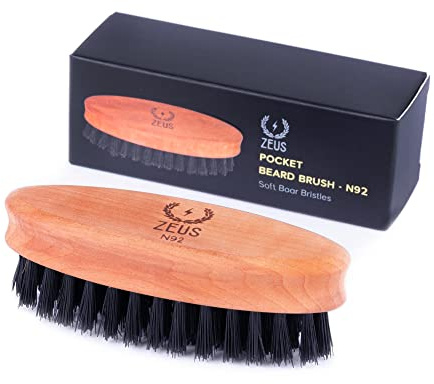 ZEUS Pocket Beard & Mustache Brush for Men, Travel Size Grooming Tool with Soft Boar Hair Bristles for Beard Styling & Detangling (Made in Germany) N92