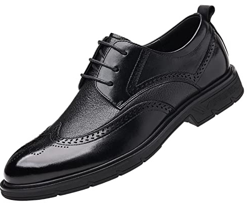 ANUFER Hombres Piel Genuina Zapatos Derby Formales con Cordones Vestir Boda Negocios Negro SN01612 EU40