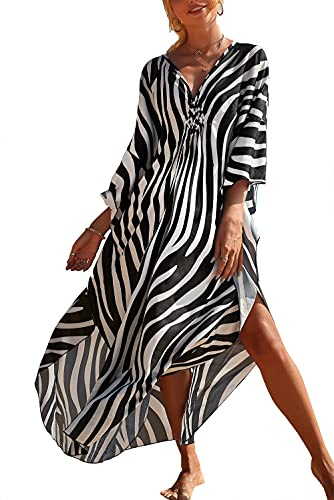 L-Peach Donna Abito Lungo Maxi Kaftan Spiaggia Parei Copricostume Copribikini Cover Up Beachwear