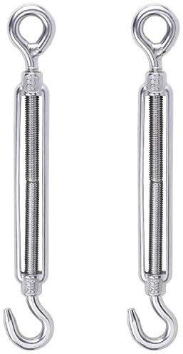 WiMas M10 Verstellbare Spannschlösser Draht Spanner, 304 Edelstahl Spannschloss Haken und Augen Set, Drahtseil OC Spannung, 2 Stück