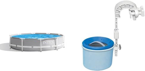 Intex 26700NP - Piscina elevada Redonda Prisma Frame 305 x 76 cm & Skimmer de Superficie - Skimmer de Superficie de Montaje en Pared de Lujo - Skimmer de suspensión, 49x43x34 cm (28000E)